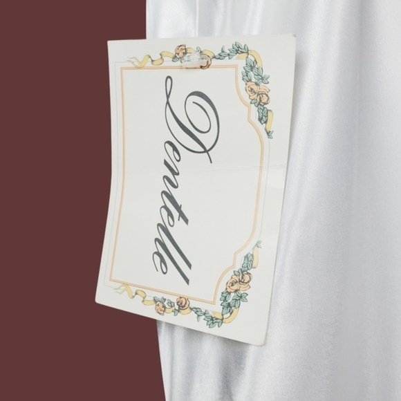 Dentelle Womens White Floral Lace Trim Satin Night Slip Size L NWT - Picture 5 of 7